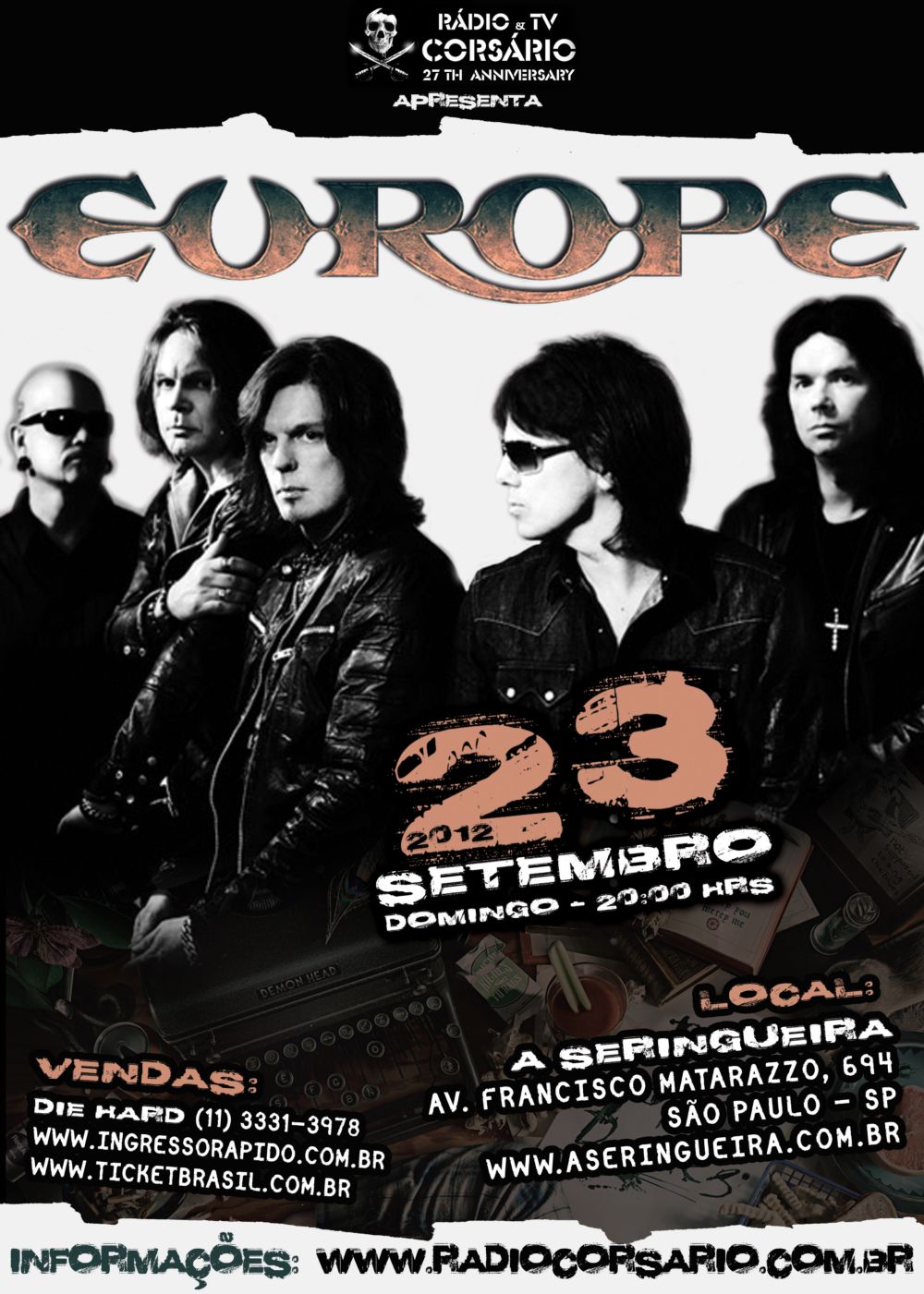 Europe banda faz única apresentação no