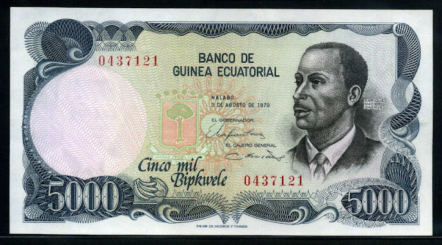African Currency Equatorial Guinea ekwele, 5000 Bipkwele banknote