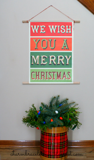 DIY vintage-inspired hanging poster wall art we wish you a Merry Christmas Skotch cooler