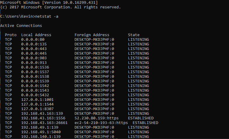 command that shows active tables linux