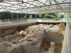 Ancient city excavated ruins in Athens .