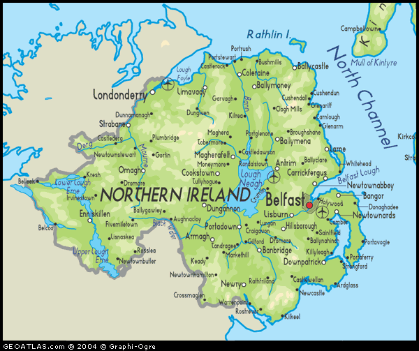 IRLANDA DEL NORTE MAPAS GEOGRÁFICOS DE IRLANDA DEL NORTE