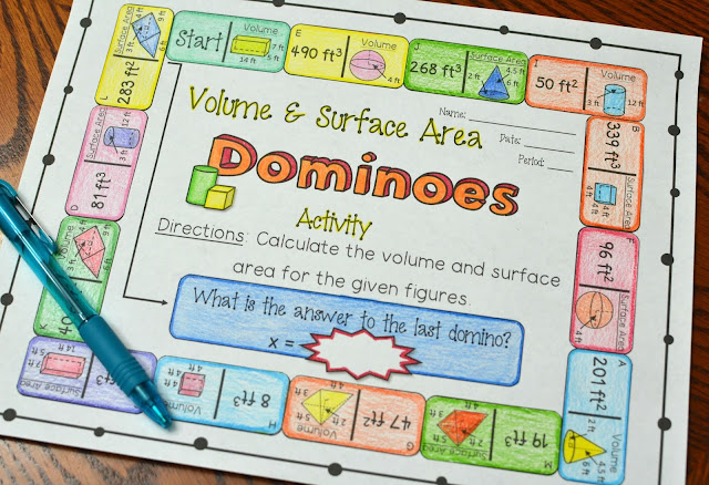 Volume and Surface Area Dominoes Activity