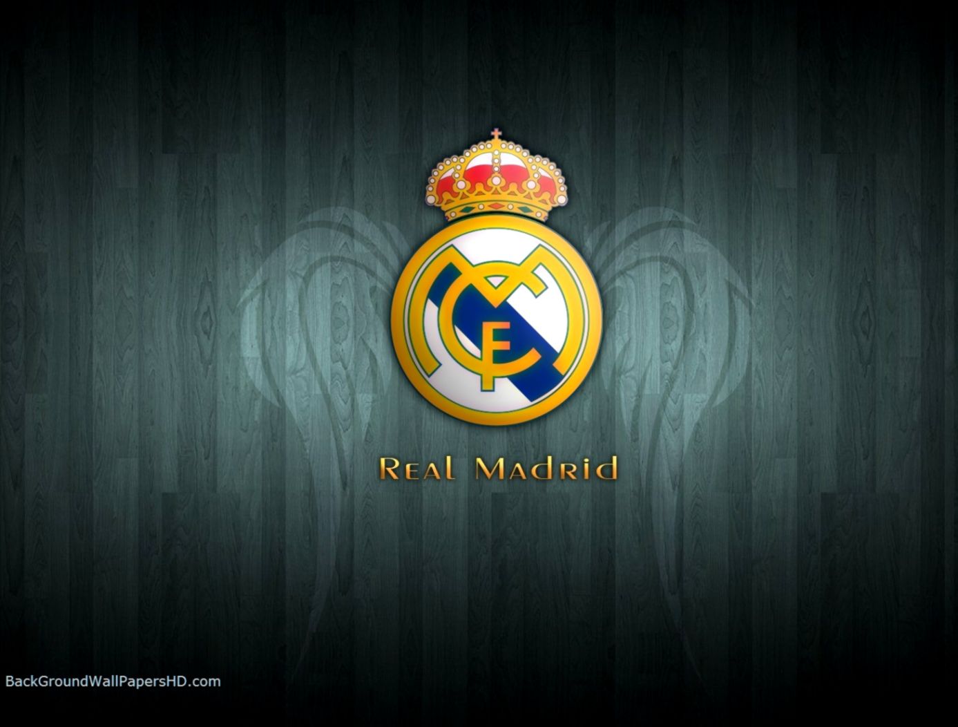 Real madrid 161 real madrid logo with wooden background