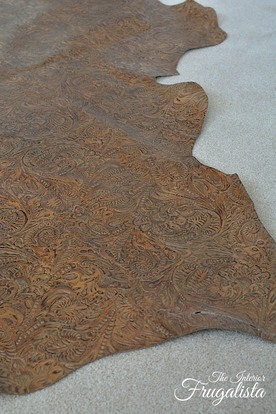 Embossed Leather Hide for Vintage Waterfall Headboard Bench