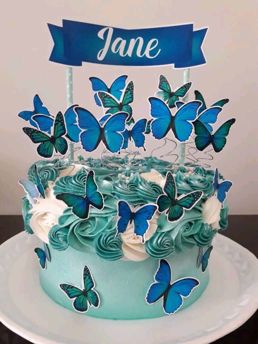 SD Confeitaria - Bolo borboletas azuis! Lindo demais! #ninho