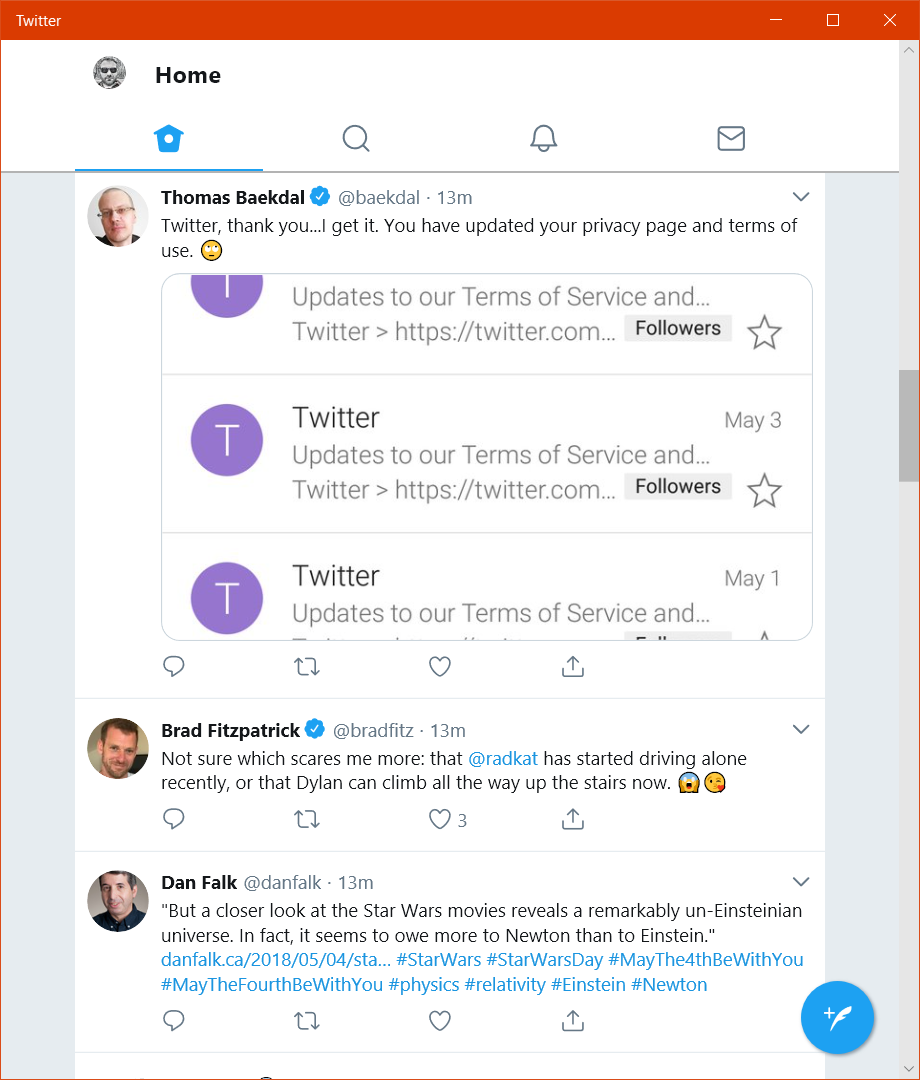 Twitter PWA on Windows 10