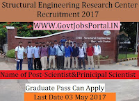 Structural Engineering Research Centre Recruitment 2017– Scientist, Sr. Scientist & Principal Scientist