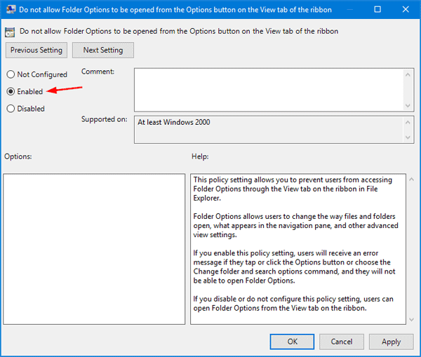 Cara menampilkan dan menyembunyikan Folder Options di Windows 10 / 8 / 7