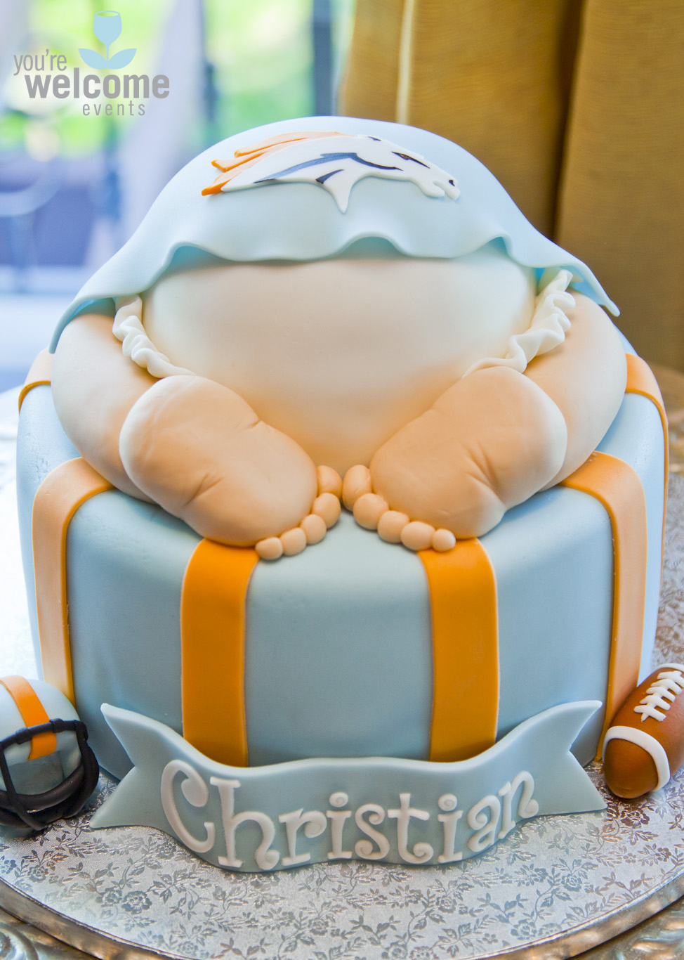 Baby Shower Cake with Denver Broncos Logo