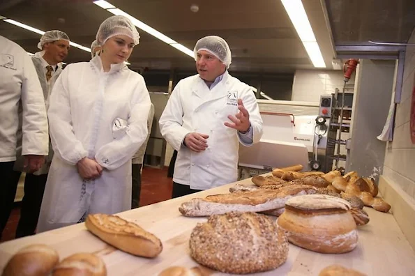 Crown Prince Guillaume and Crown Princess Stephanie of Luxemburg visited Namur-Hamm patisserie and chocolate factory.