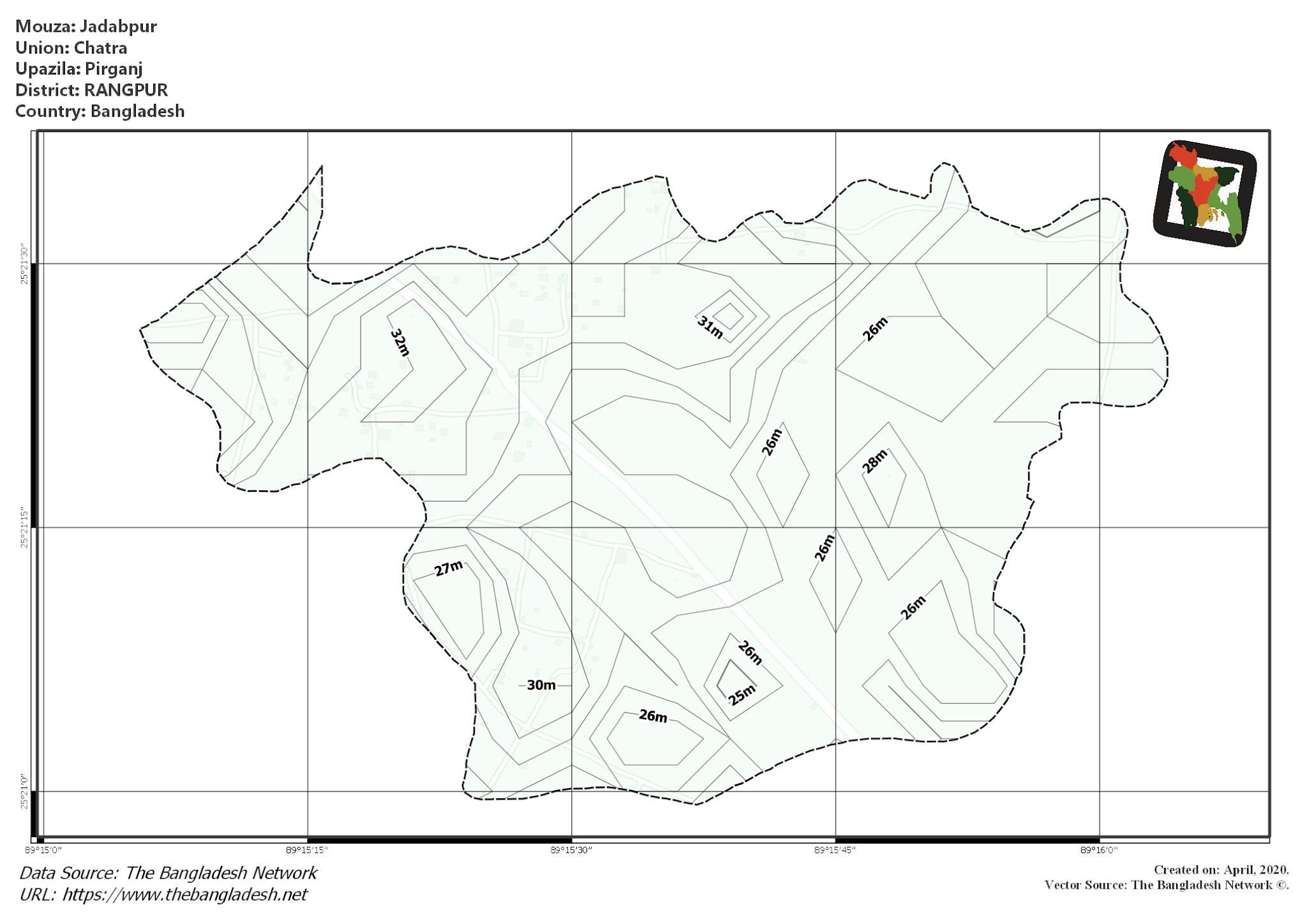 Map of Jadabpur Mouza of Pirganj Upazila, RANGPUR Map of Jadabpur Mouza of Pirganj Upazila, RANGPUR, Bangladesh.