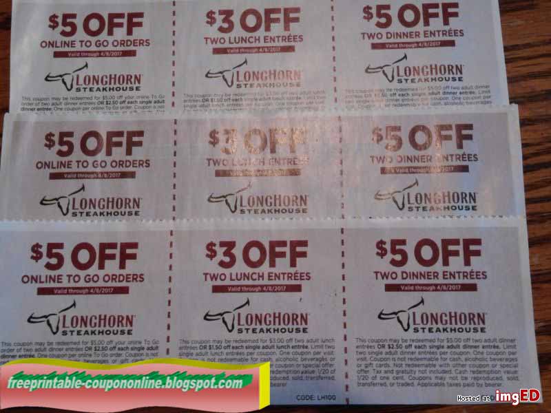  5 Off Longhorn Printable Coupon