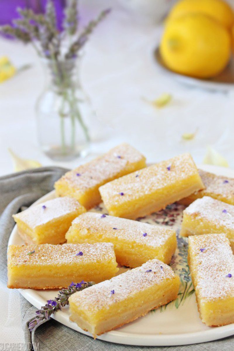Lavender & Lemon Bars Recipe - via BirdsParty.com