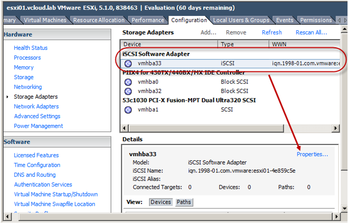 vGeek: Configuring iscsi storage one esxi server (Part 9)