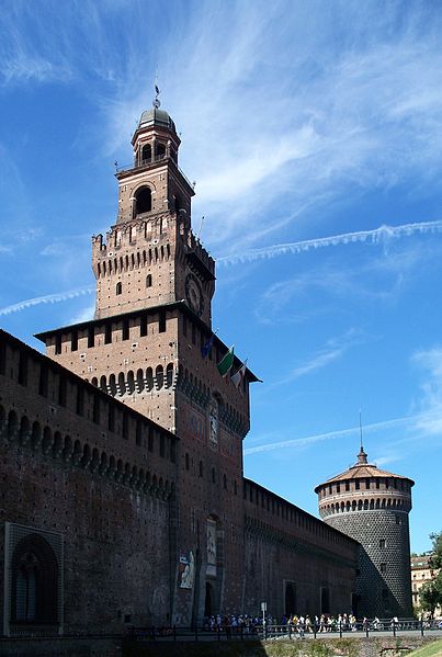 History buffs will revel in the Sforza Castle, a well-preserved medieval fortress in Milan, Italy. Photo: WikiMedia.org.