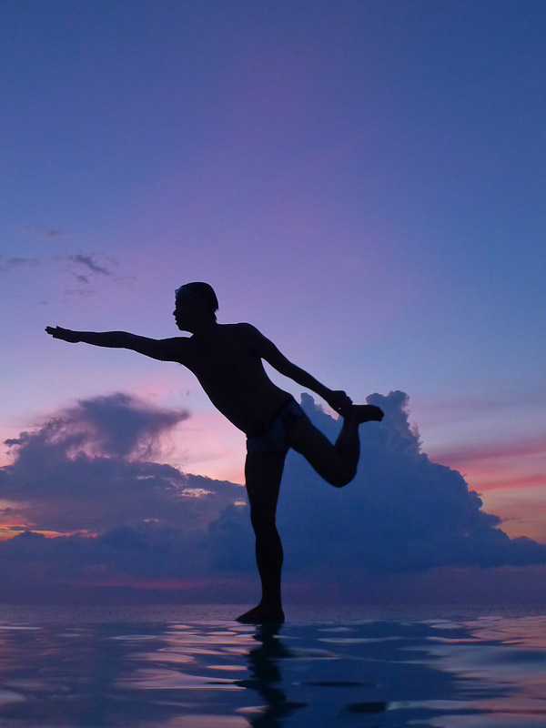 In the Sky: Shadow yoga, at Aleenta Phang Nga, Phuket