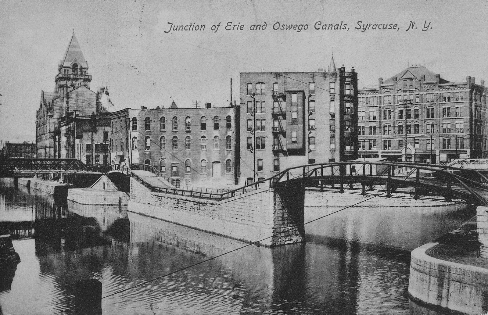 MerrySyracuse Historic Postcard Junction of Erie and Oswego Canals