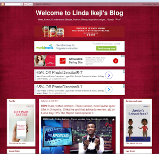 Tampilan Lama Blog Linda Ikeji saat memakai Blogspot