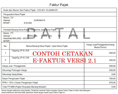 contoh hasil cetak e-faktur batal versi 2.1