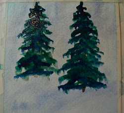 pine tree painting winter watercolor trees paint steps start straight