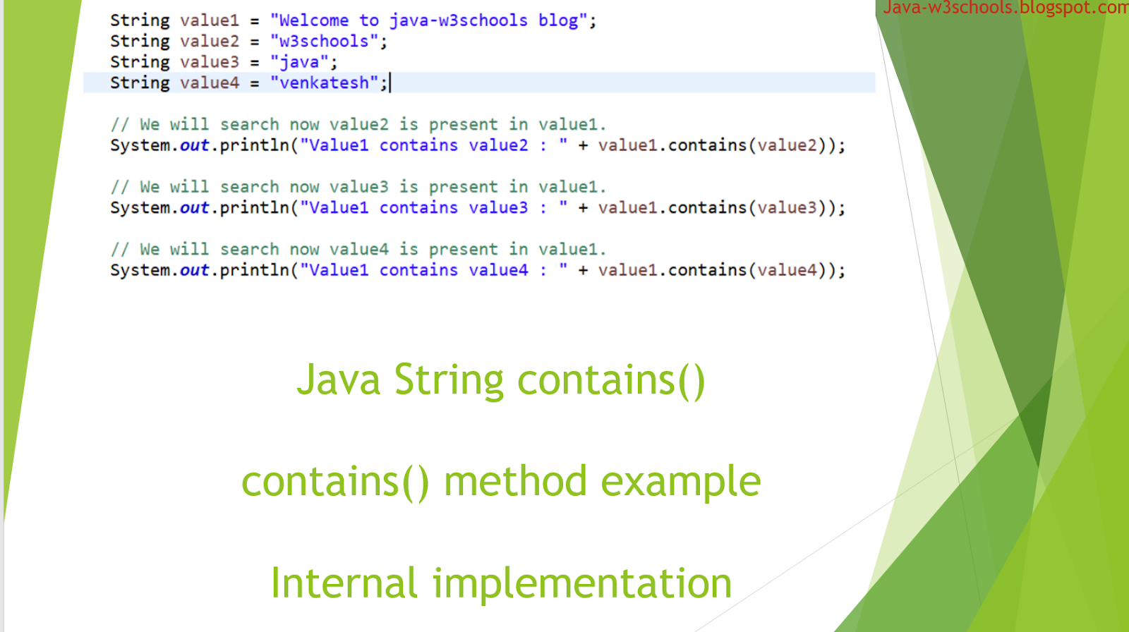 String Contains method in java with example   Internal ...