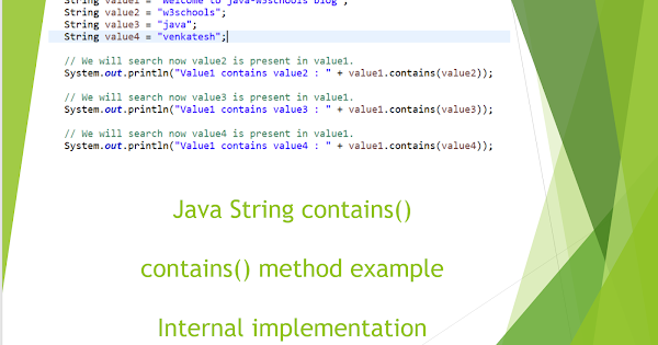 String contains method in java with example internal implementation 