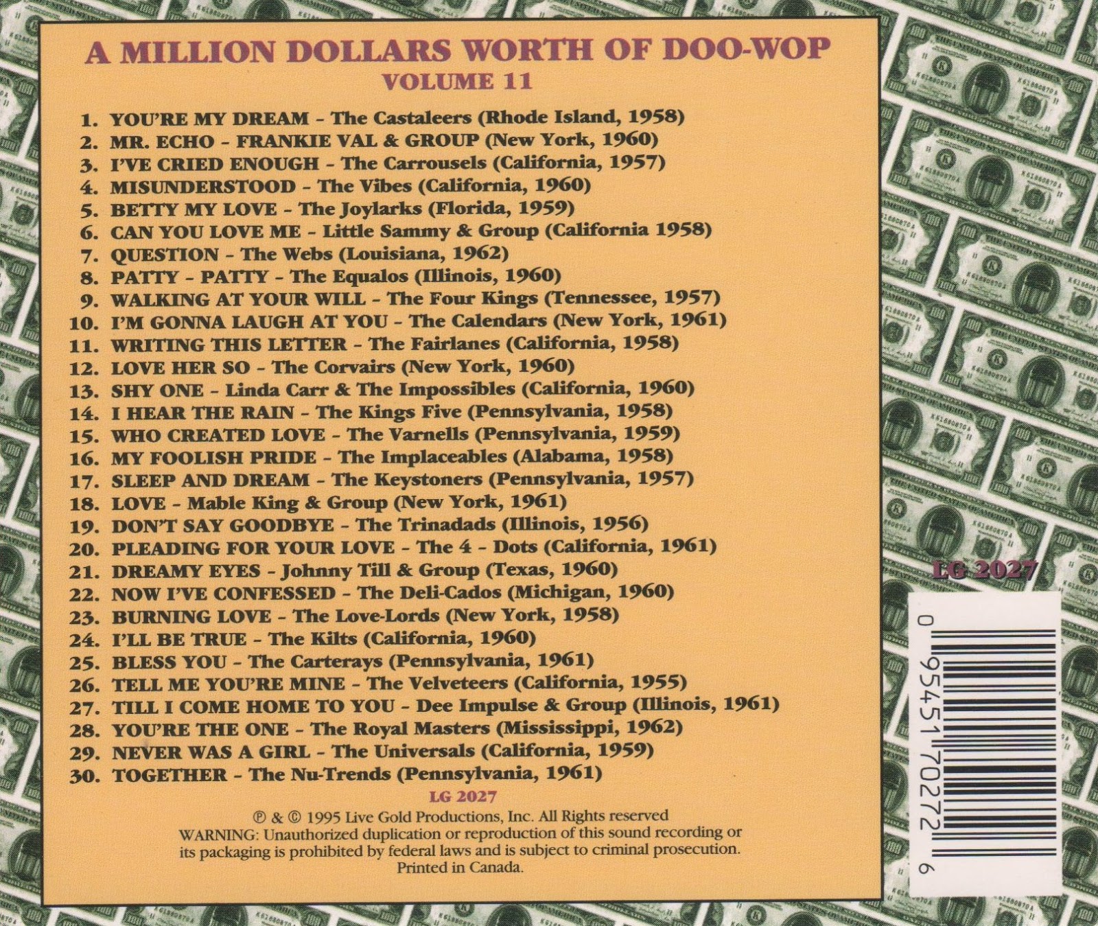 A Million Dollars Worth Of Doo Wop Vol. 11.