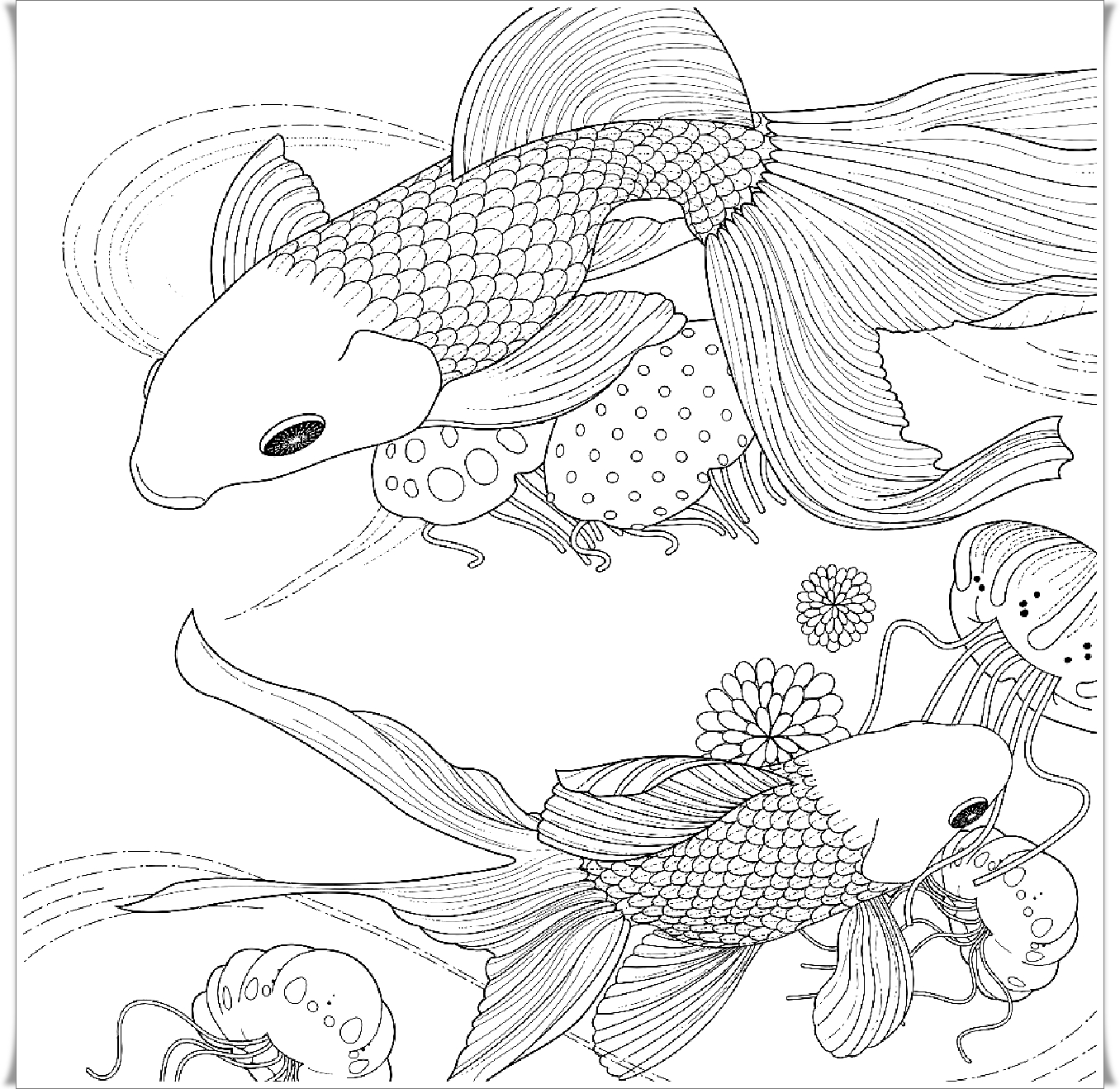 Ausmalbilder Fische Mandala | Tier Ausmalbilder