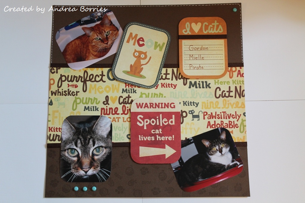 Snippets: 'I love cats' scrapbook page