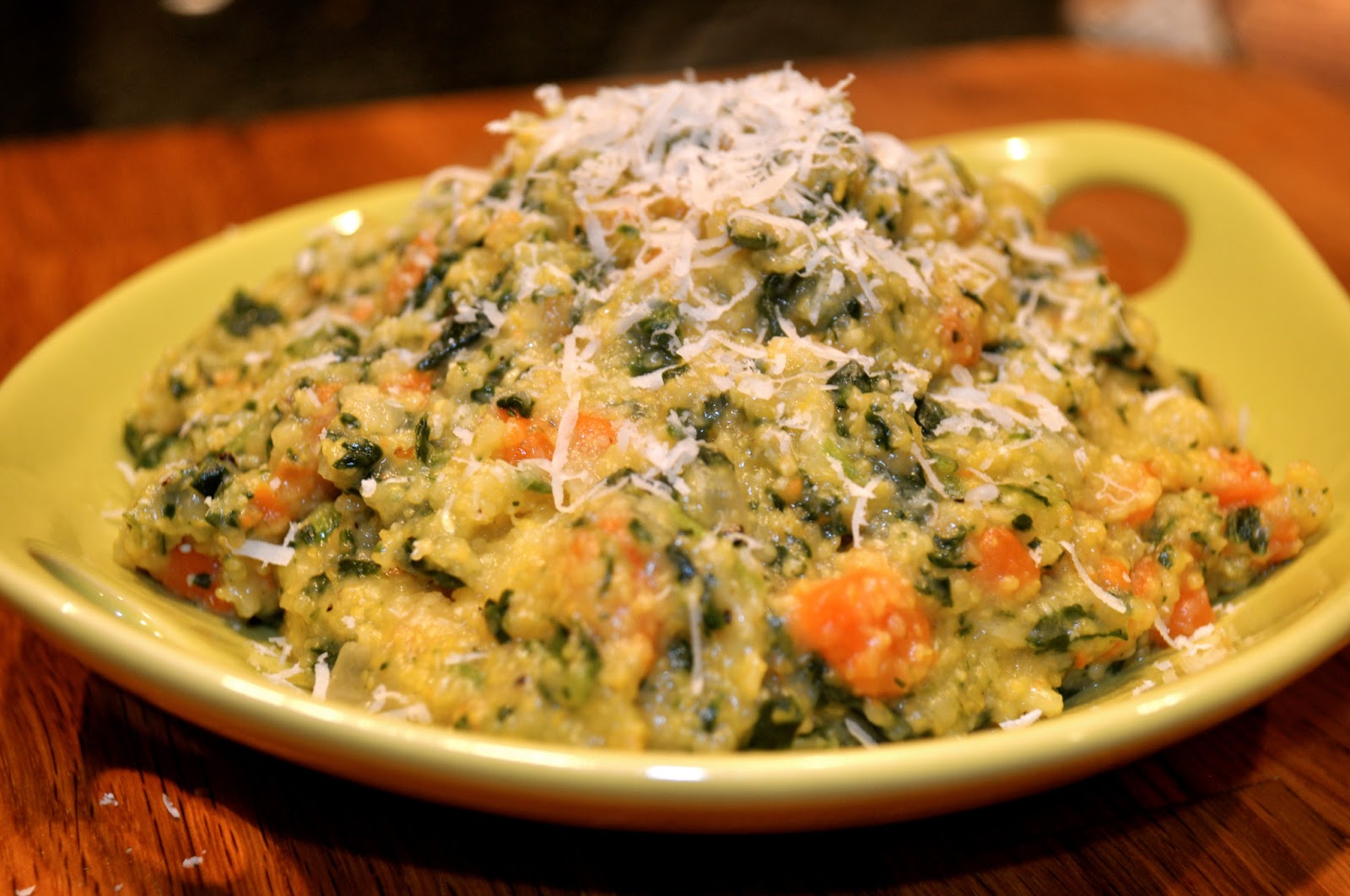 One Classy Dish Creamy Polenta with Carrots & Spinach