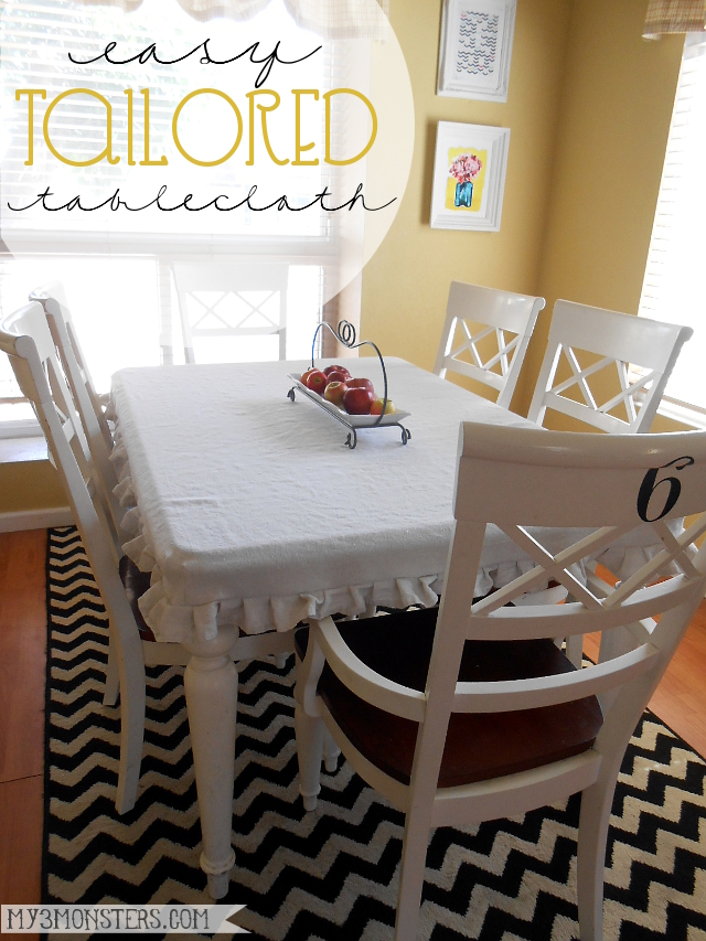 Easy DIY Tailored Tablecloth from a Painter's Drop Cloth at /