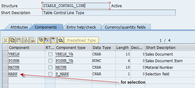 Create data type for table control