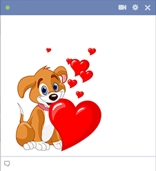 Emoticon puppy with hearts