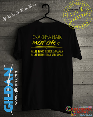 Baju Kaos Distro Enaknya Naik Motor Tulisan Kuning Warna Hitam