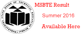 MSBTE Summer 2016 Result