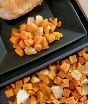 Roasted Butternut Squash with Apples, this flavorful Fall side dish is quick to prepare and cooks in under ½ hour | Recipe developed by www.BakingInATornado.com | #recipe #dinner