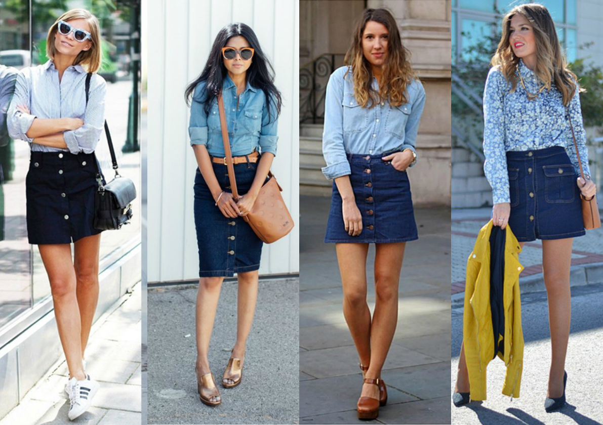 que tipo de blusa combina com saia jeans