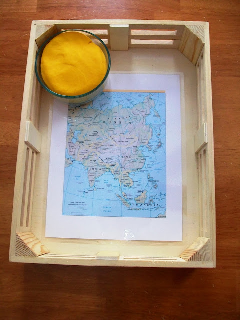 Asia map play dough activity