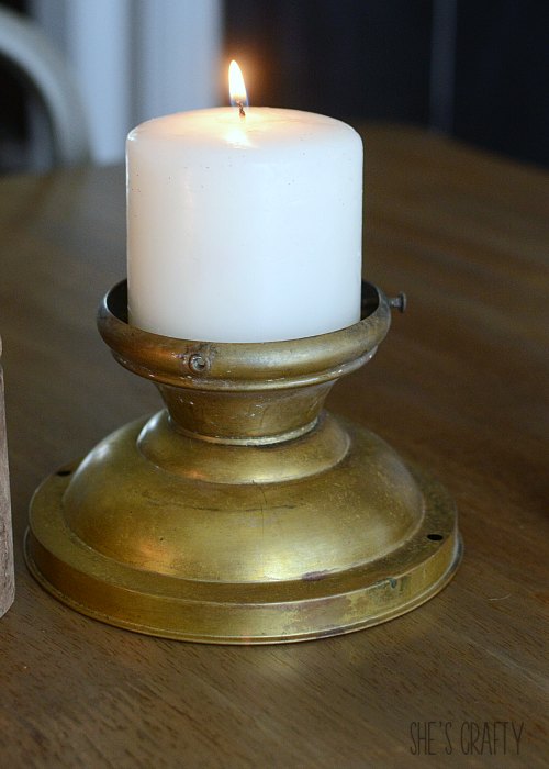 How to use repurposed metal and spindles to make candle holders