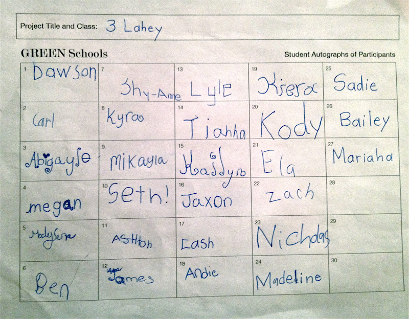 École Edwards GREEN Schools Projects Student Signatures