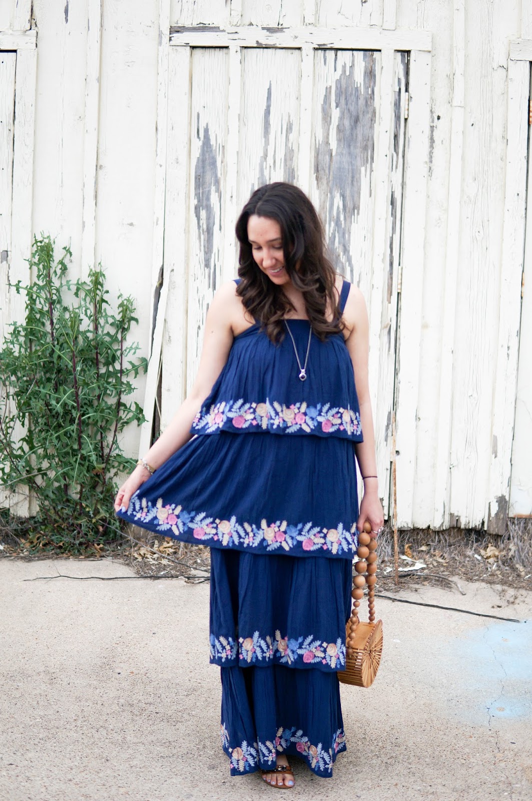 Amelia B. in the Big D.: Dress 17: Embroidered Maxi Dress
