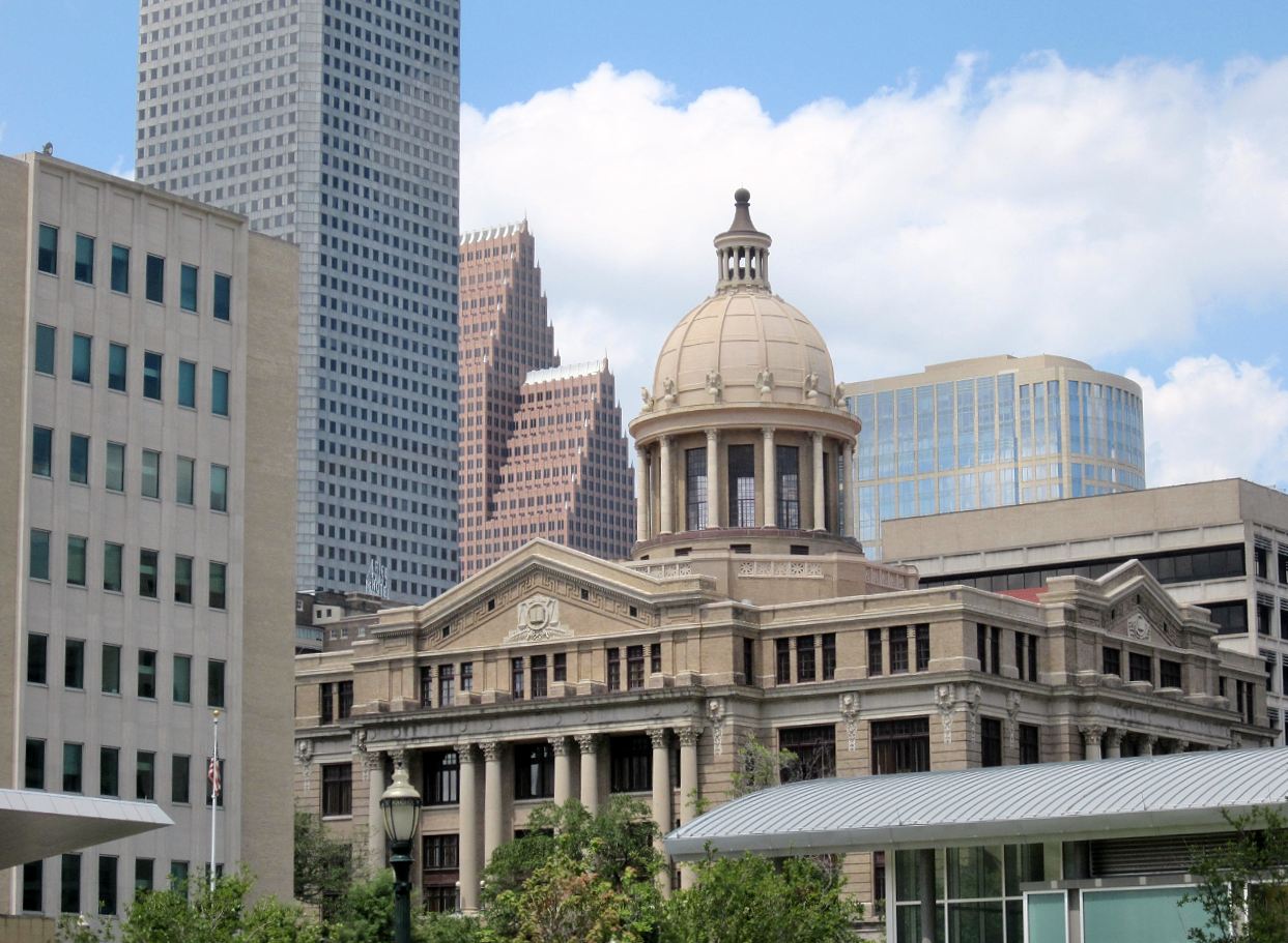 1910 Harris County Courthouse seen from New Civil Courthouse