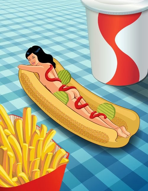 Wendy Ding ilustrações food girls mulheres comida sensuais