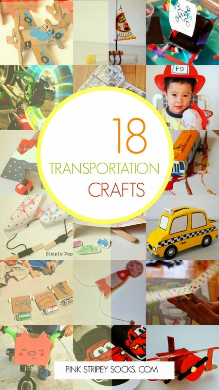 18 AWESOME Transportation crafts- planes, trains, buses, bikes, space shuttles, kites, trucks
