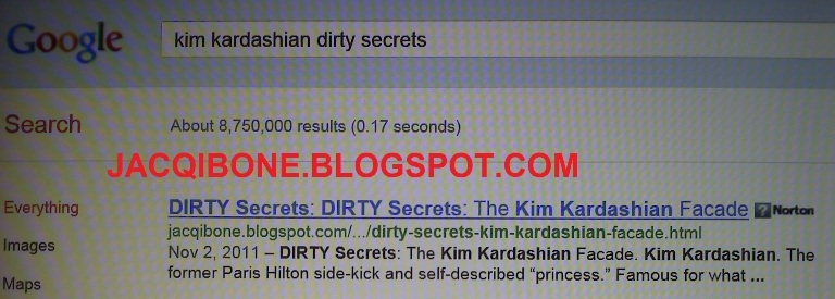 My blog posting about Kim Kardashian was #1 on Google out of almost 9 million searches. Crazy!