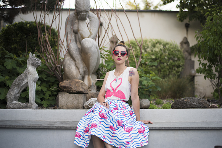 Skinny Buddha Flamingo top skirt