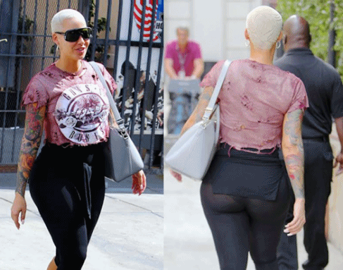Amber Rose shows off her derriere in a transparent leggings (Photo)