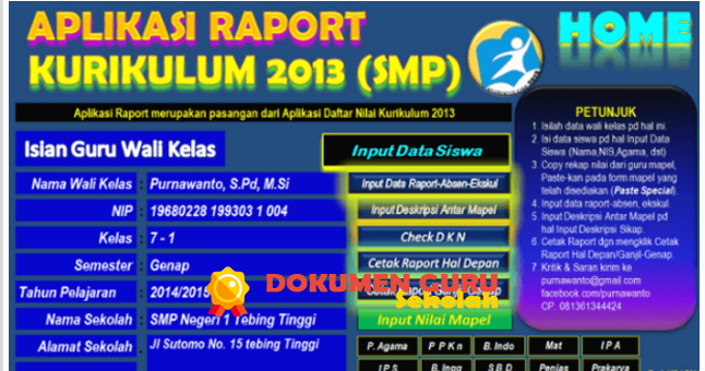 Aplikasi Raport SMP Kurikulum 2013 dalam Format Microsoft Aplikasi Raport SMP Kurikulum 2013 dalam Format Microsoft