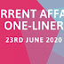 Current Affairs One-Liner: 23rd June 2020